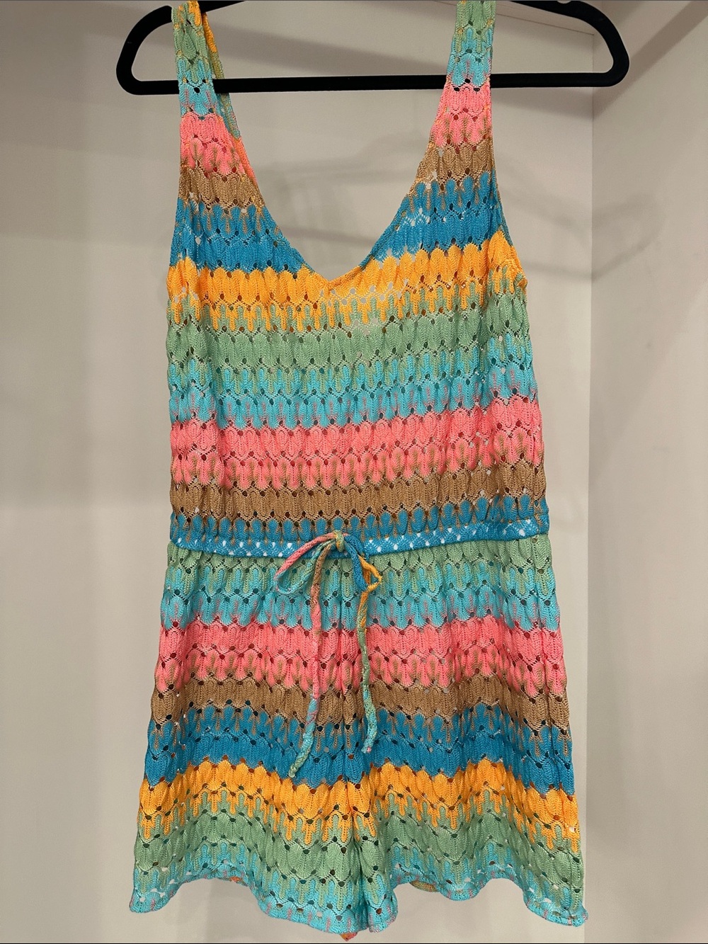 Mumu small Multicolor Crochet Stripe Swim Cover-Up. Like new